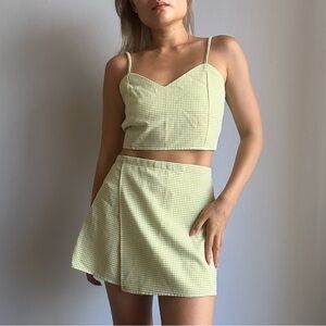 Purrr Melrose Handmade Lime Green Gingham Summer Matching Set - Crop Top & Skort